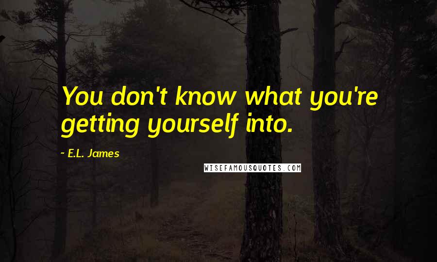 E.L. James Quotes: You don't know what you're getting yourself into.