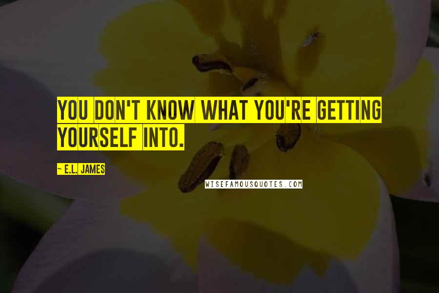 E.L. James Quotes: You don't know what you're getting yourself into.