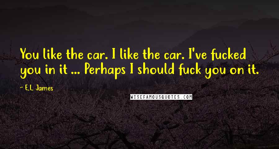 E.L. James Quotes: You like the car. I like the car. I've fucked you in it ... Perhaps I should fuck you on it.