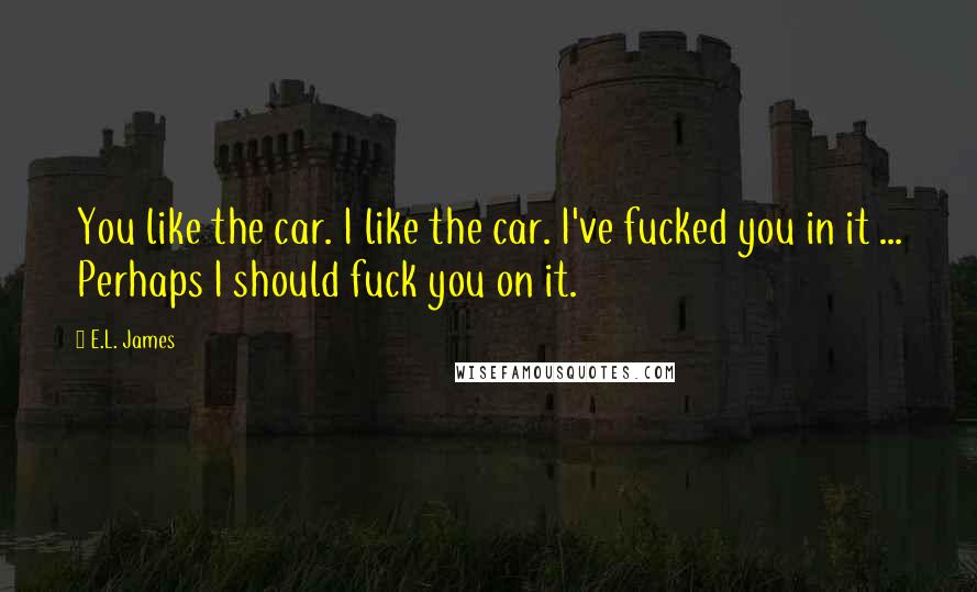 E.L. James Quotes: You like the car. I like the car. I've fucked you in it ... Perhaps I should fuck you on it.