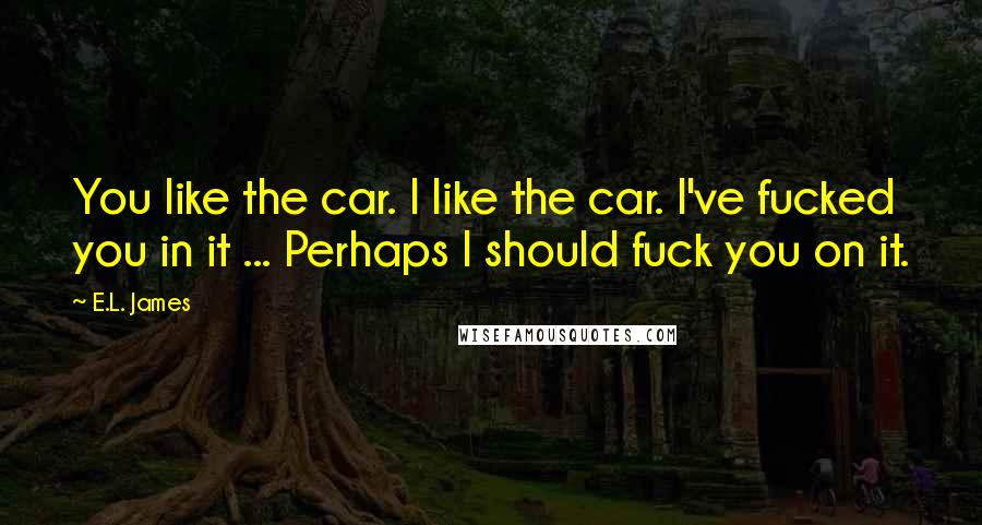 E.L. James Quotes: You like the car. I like the car. I've fucked you in it ... Perhaps I should fuck you on it.