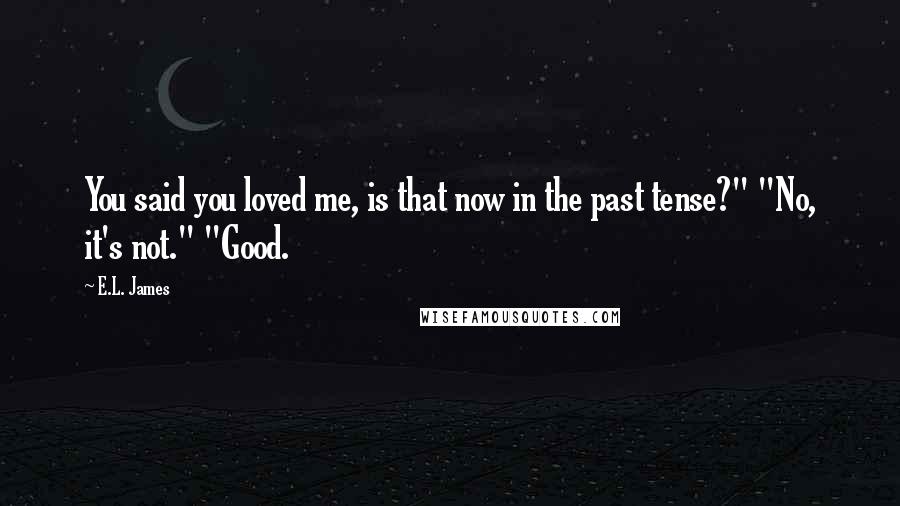 E.L. James Quotes: You said you loved me, is that now in the past tense?" "No, it's not." "Good.