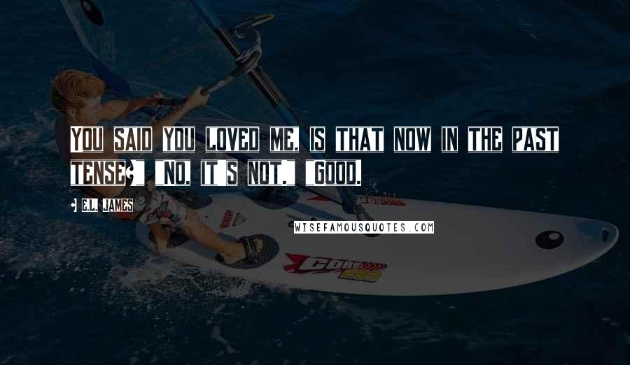 E.L. James Quotes: You said you loved me, is that now in the past tense?" "No, it's not." "Good.