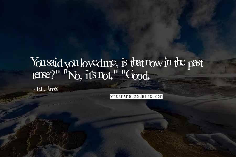 E.L. James Quotes: You said you loved me, is that now in the past tense?" "No, it's not." "Good.