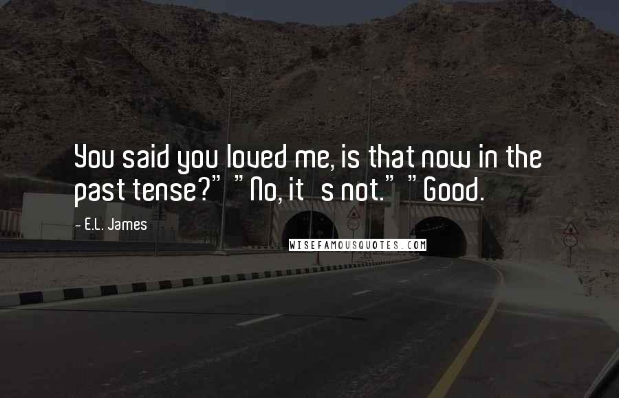 E.L. James Quotes: You said you loved me, is that now in the past tense?" "No, it's not." "Good.