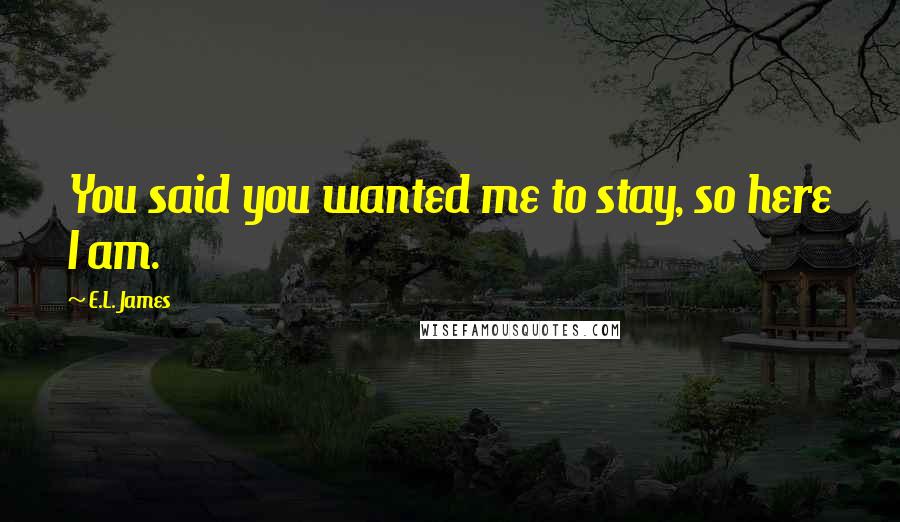 E.L. James Quotes: You said you wanted me to stay, so here I am.