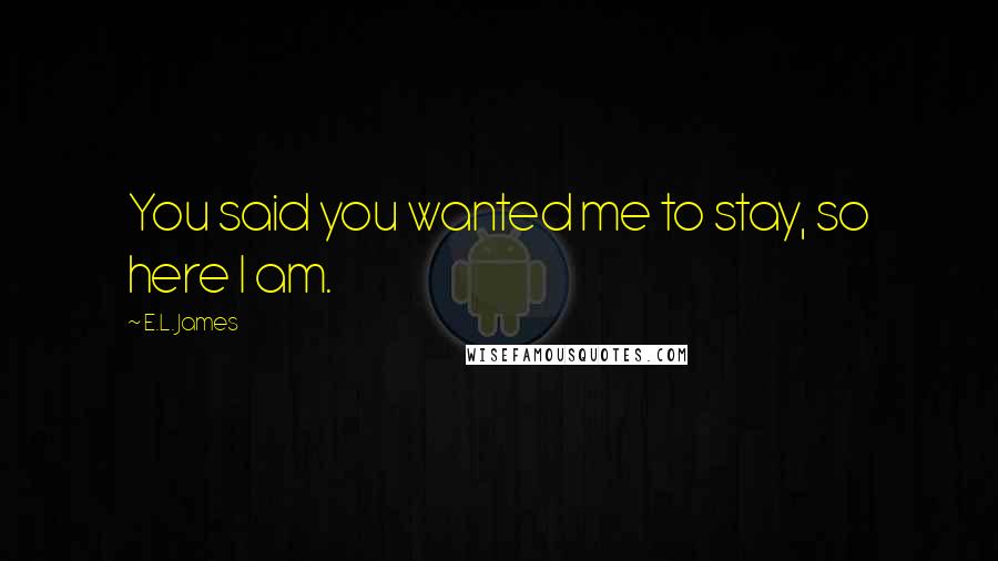 E.L. James Quotes: You said you wanted me to stay, so here I am.