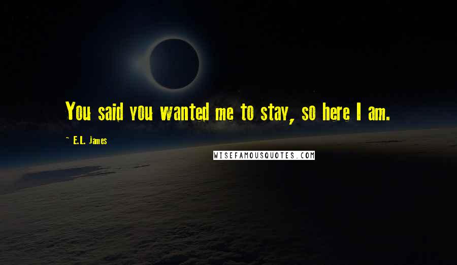 E.L. James Quotes: You said you wanted me to stay, so here I am.