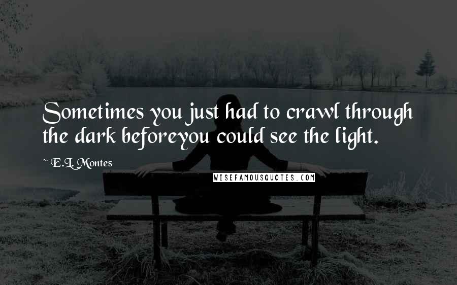 E.L. Montes Quotes: Sometimes you just had to crawl through the dark beforeyou could see the light.