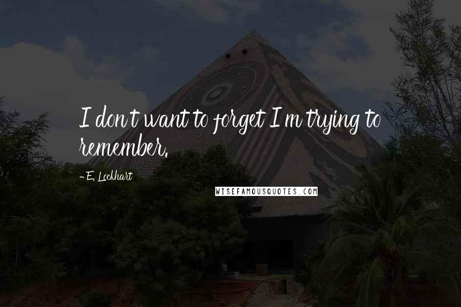 E. Lockhart Quotes: I don't want to forget I'm trying to remember.