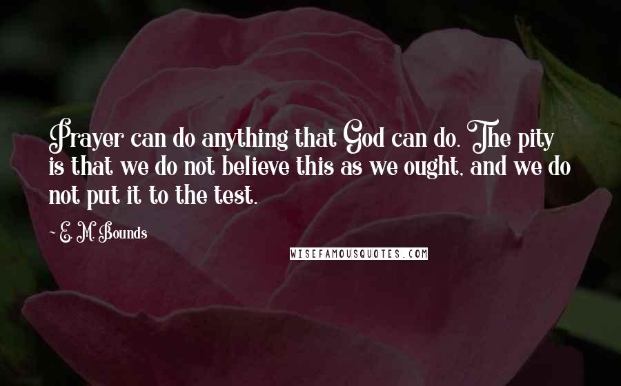 E. M. Bounds Quotes: Prayer can do anything that God can do. The pity is that we do not believe this as we ought, and we do not put it to the test.