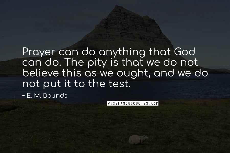 E. M. Bounds Quotes: Prayer can do anything that God can do. The pity is that we do not believe this as we ought, and we do not put it to the test.