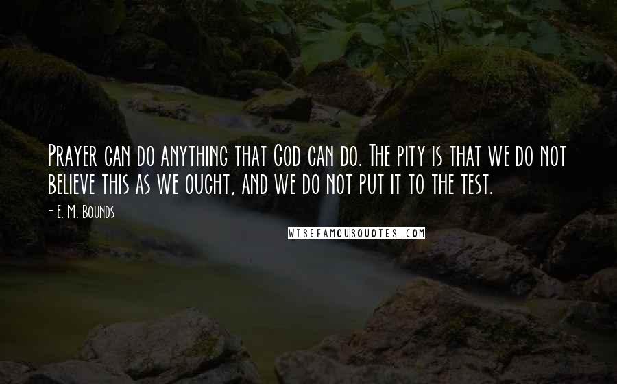 E. M. Bounds Quotes: Prayer can do anything that God can do. The pity is that we do not believe this as we ought, and we do not put it to the test.