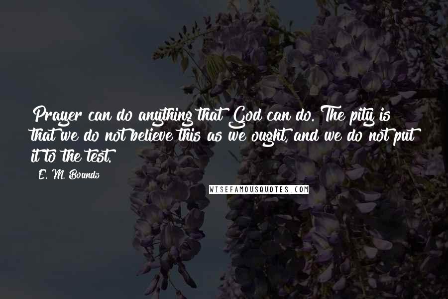 E. M. Bounds Quotes: Prayer can do anything that God can do. The pity is that we do not believe this as we ought, and we do not put it to the test.