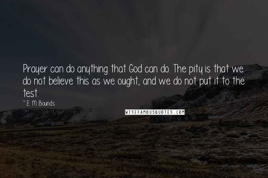 E. M. Bounds Quotes: Prayer can do anything that God can do. The pity is that we do not believe this as we ought, and we do not put it to the test.