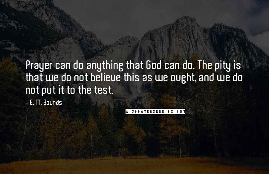 E. M. Bounds Quotes: Prayer can do anything that God can do. The pity is that we do not believe this as we ought, and we do not put it to the test.
