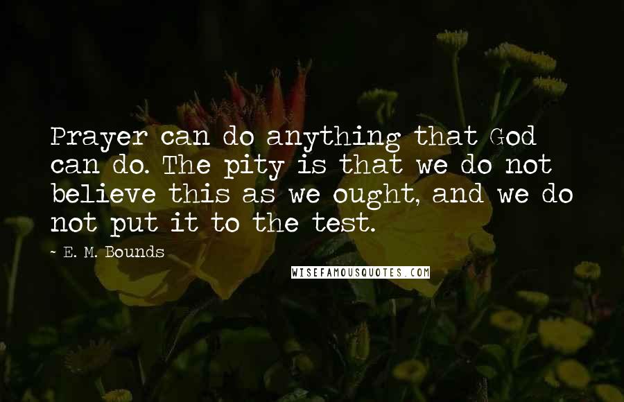 E. M. Bounds Quotes: Prayer can do anything that God can do. The pity is that we do not believe this as we ought, and we do not put it to the test.