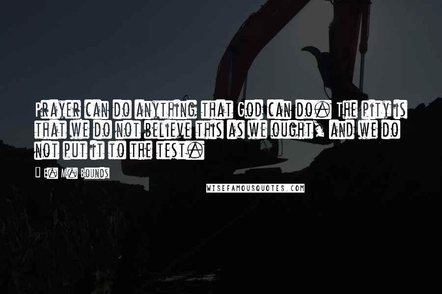 E. M. Bounds Quotes: Prayer can do anything that God can do. The pity is that we do not believe this as we ought, and we do not put it to the test.