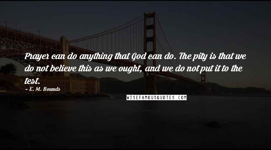 E. M. Bounds Quotes: Prayer can do anything that God can do. The pity is that we do not believe this as we ought, and we do not put it to the test.