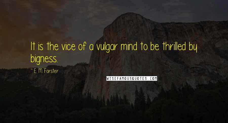 E. M. Forster Quotes: It is the vice of a vulgar mind to be thrilled by bigness.