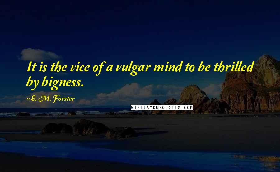 E. M. Forster Quotes: It is the vice of a vulgar mind to be thrilled by bigness.