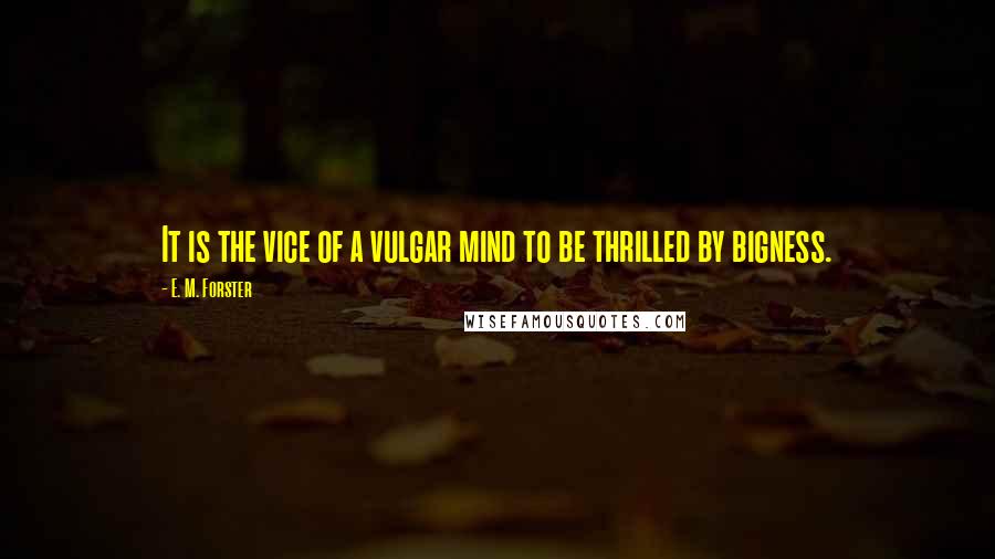 E. M. Forster Quotes: It is the vice of a vulgar mind to be thrilled by bigness.