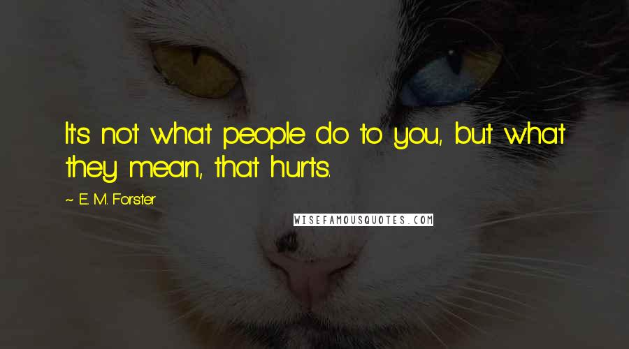 E. M. Forster Quotes: It's not what people do to you, but what they mean, that hurts.