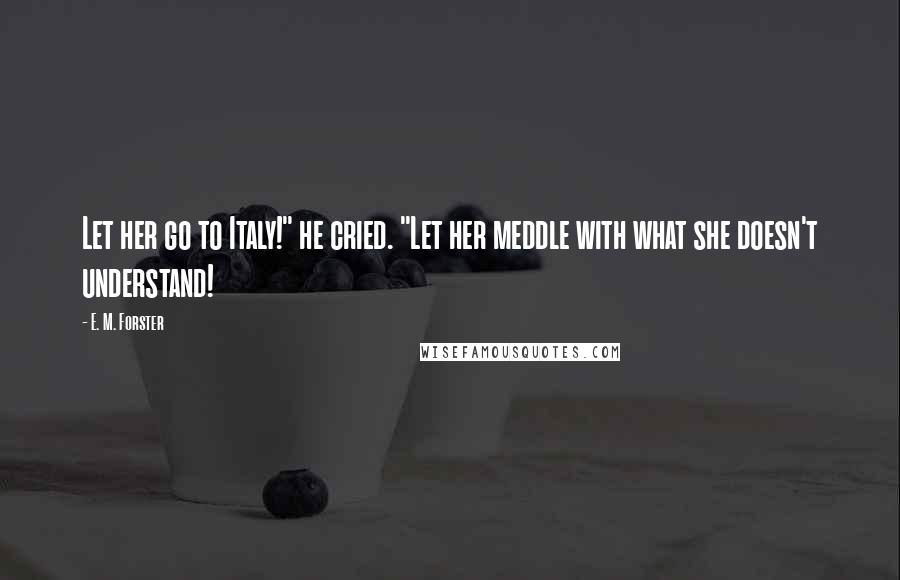 E. M. Forster Quotes: Let her go to Italy!" he cried. "Let her meddle with what she doesn't understand!