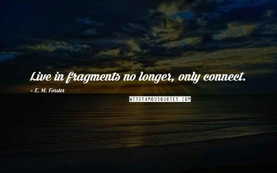 E. M. Forster Quotes: Live in fragments no longer, only connect.