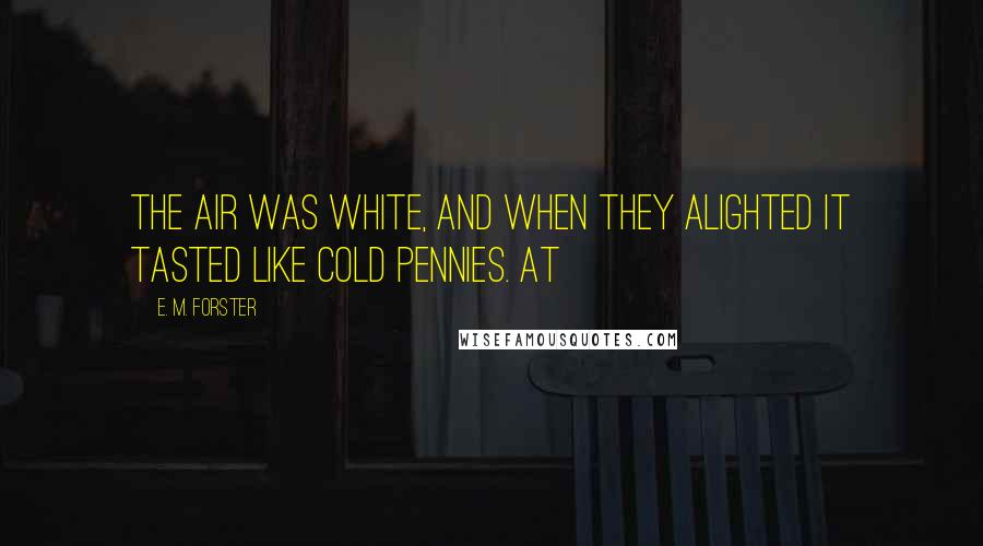 E. M. Forster Quotes: The air was white, and when they alighted it tasted like cold pennies. At