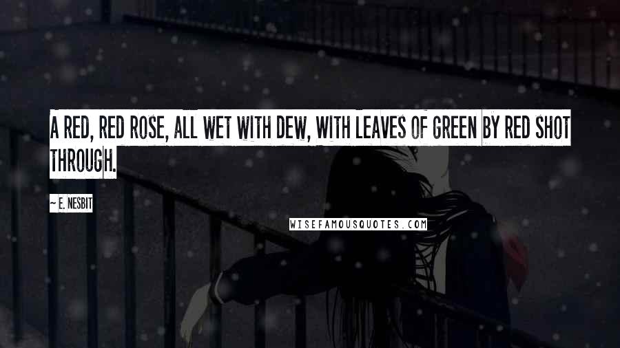 E. Nesbit Quotes: A red, red rose, all wet with dew, With leaves of green by red shot through.