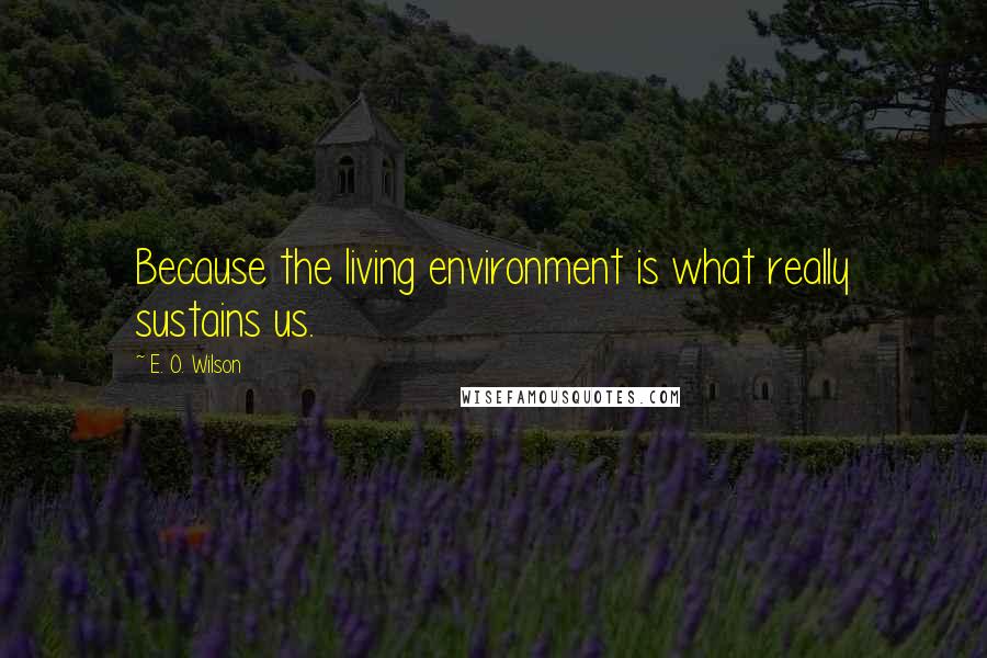 E. O. Wilson Quotes: Because the living environment is what really sustains us.