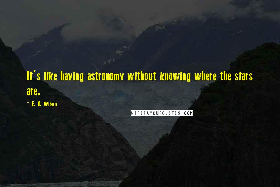 E. O. Wilson Quotes: It's like having astronomy without knowing where the stars are.