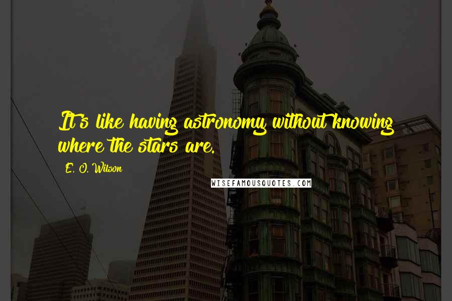 E. O. Wilson Quotes: It's like having astronomy without knowing where the stars are.