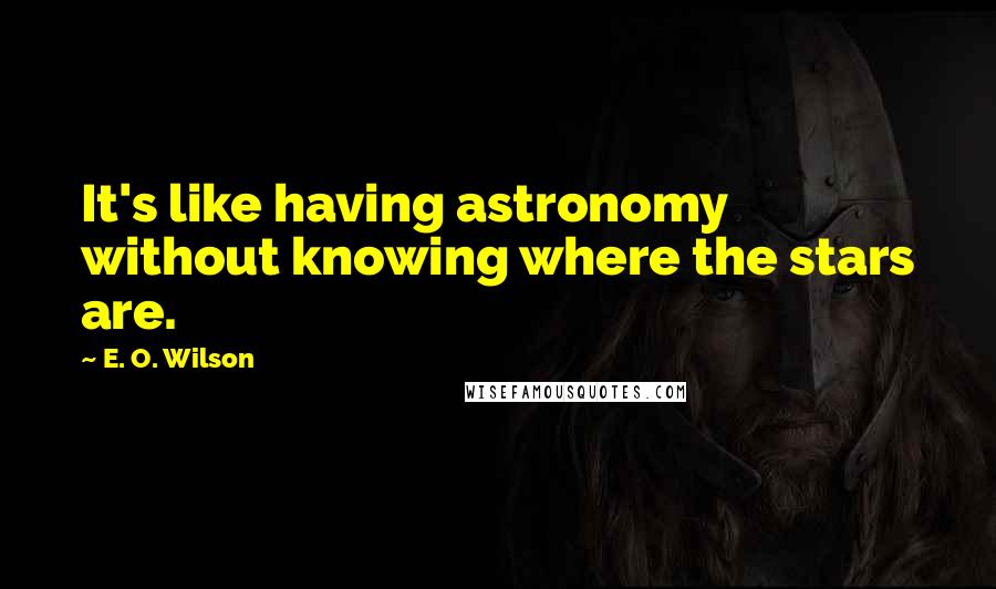 E. O. Wilson Quotes: It's like having astronomy without knowing where the stars are.