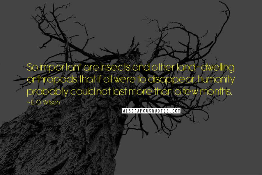 E. O. Wilson Quotes: So important are insects and other land-dwelling arthropods that if all were to disappear, humanity probably could not last more than a few months.