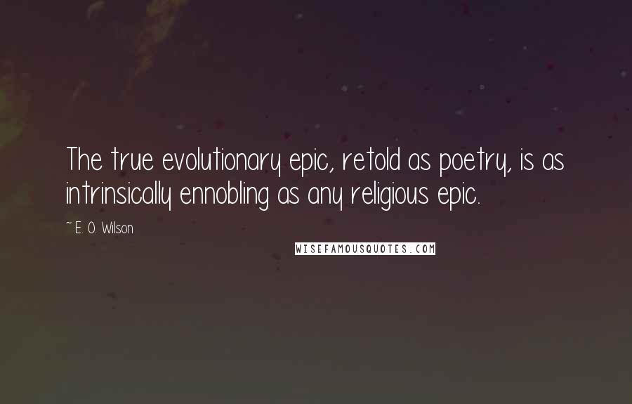 E. O. Wilson Quotes: The true evolutionary epic, retold as poetry, is as intrinsically ennobling as any religious epic.