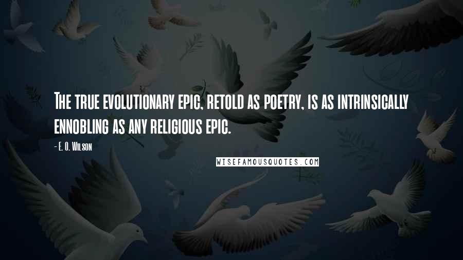 E. O. Wilson Quotes: The true evolutionary epic, retold as poetry, is as intrinsically ennobling as any religious epic.