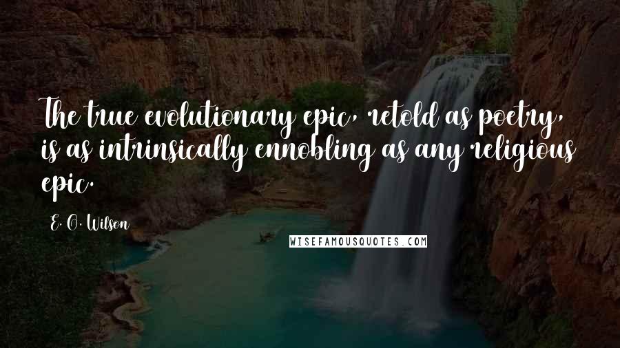 E. O. Wilson Quotes: The true evolutionary epic, retold as poetry, is as intrinsically ennobling as any religious epic.