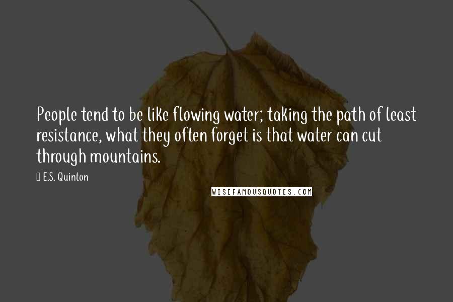 E.S. Quinton Quotes: People tend to be like flowing water; taking the path of least resistance, what they often forget is that water can cut through mountains.