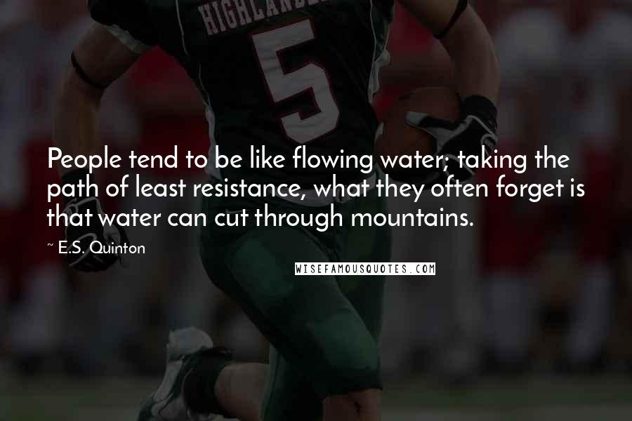 E.S. Quinton Quotes: People tend to be like flowing water; taking the path of least resistance, what they often forget is that water can cut through mountains.
