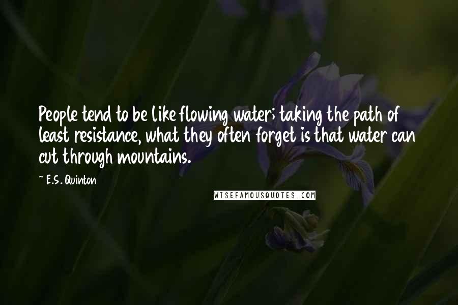 E.S. Quinton Quotes: People tend to be like flowing water; taking the path of least resistance, what they often forget is that water can cut through mountains.