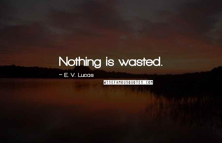 E. V. Lucas Quotes: Nothing is wasted.