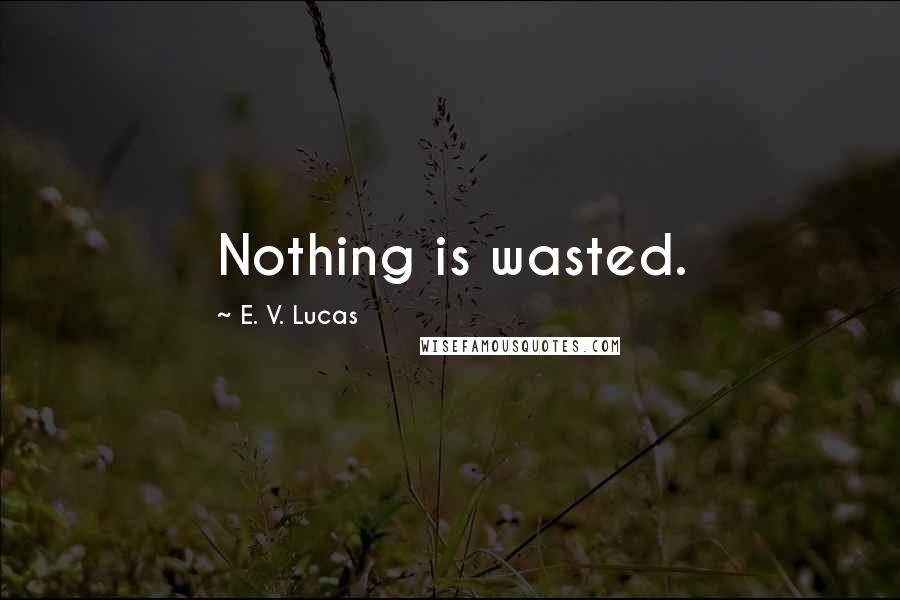 E. V. Lucas Quotes: Nothing is wasted.