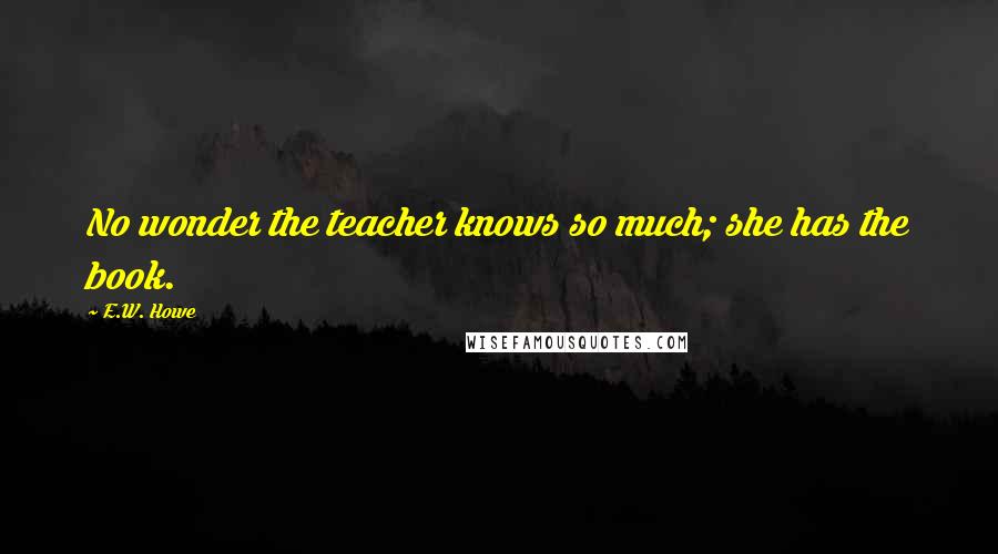 E.W. Howe Quotes: No wonder the teacher knows so much; she has the book.