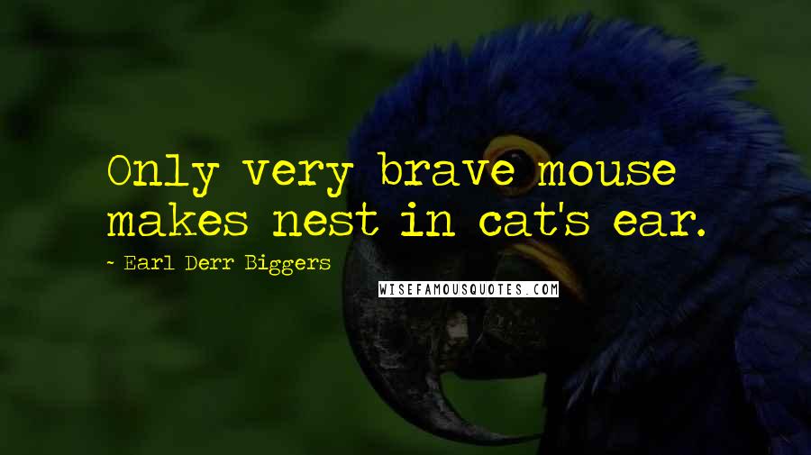 Earl Derr Biggers Quotes: Only very brave mouse makes nest in cat's ear.