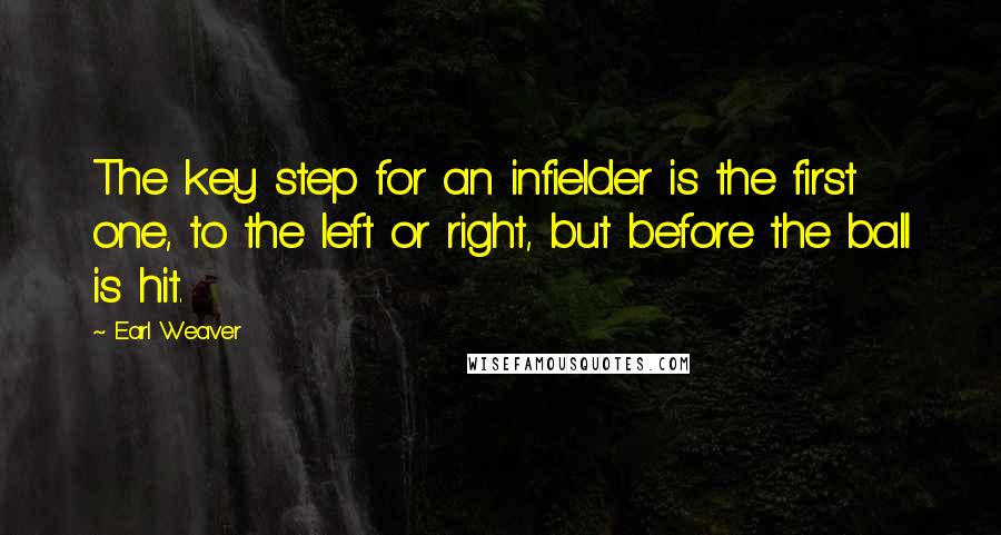 Earl Weaver Quotes: The key step for an infielder is the first one, to the left or right, but before the ball is hit.