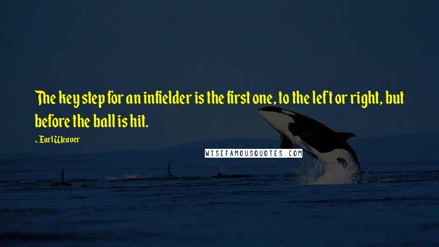 Earl Weaver Quotes: The key step for an infielder is the first one, to the left or right, but before the ball is hit.