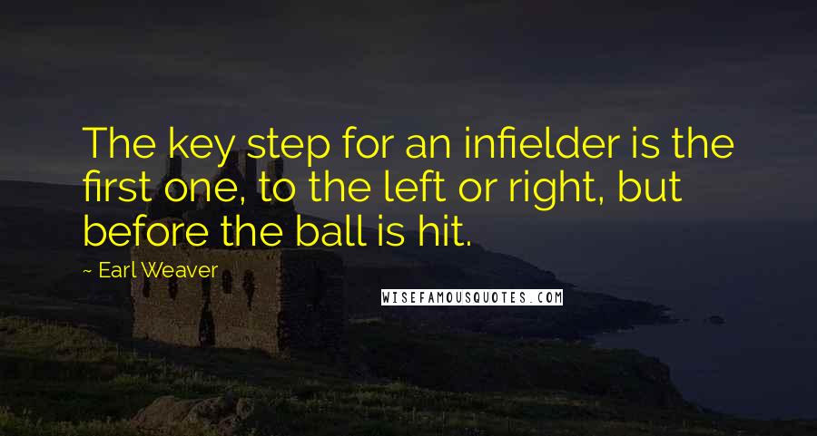 Earl Weaver Quotes: The key step for an infielder is the first one, to the left or right, but before the ball is hit.