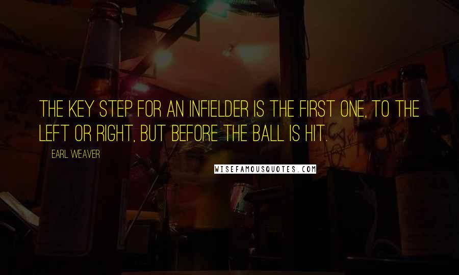 Earl Weaver Quotes: The key step for an infielder is the first one, to the left or right, but before the ball is hit.